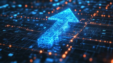 Obraz premium Digital growth arrow data network graphic illustration futuristic environment high-tech viewpoint innovation concept