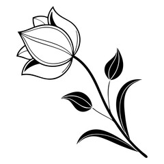 Floral element black and white vector illustration 