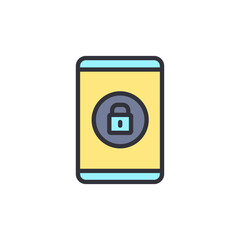 Mobile login colored icons, minimalist vector illustration ,simple transparent graphic element .Isolated on white background