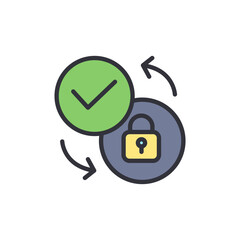 Verified login colored icons, minimalist vector illustration ,simple transparent graphic element .Isolated on white background