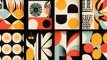 Eight Panels of Abstract Geometric Designs
