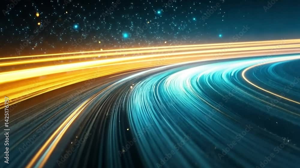 Poster abstract light trails creating a dynamic motion effect in space