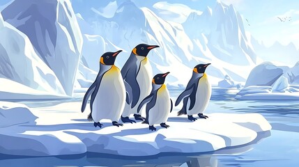 Fototapeta premium Emperor Penguins Antarctic Iceberg.