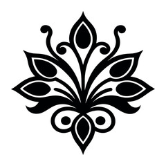 Black and white floral design with butterfly and decorative elements