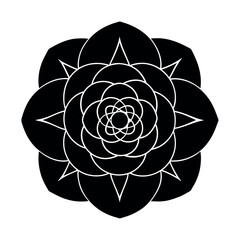 Black and white floral rose illustration with abstract design, seamless pattern of flowers and leaves, vintage style ornament for nature-inspired tattoo or wallpaper decoration