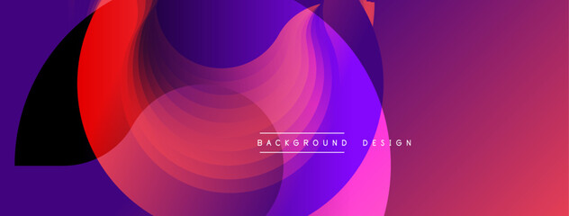 Abstract composition featuring overlapping colorful circles. Gradient transitions create dynamic visual effect. Modern design suitable for backgrounds, presentations, digital art.
