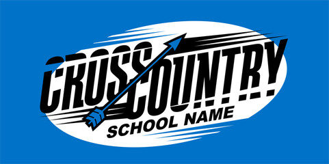 cross country team design with arrow for school, college or league sports