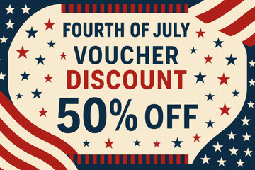 Fototapeta premium Fourth of july voucher offering 50% discount on purchases