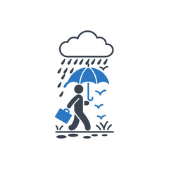 Walking Umbrella Rain Icon