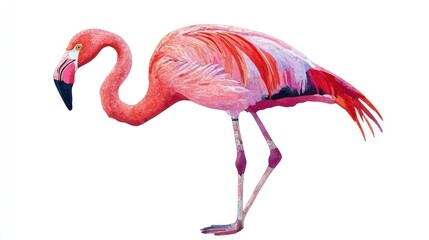 Pink flamingo, detailed illustration