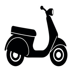 Retro scooter vector illustration with a vintage design, featuring a woman riding a scooter, ideal for transportation, travel, and delivery themes