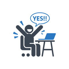 Computer Success Celebration Icon