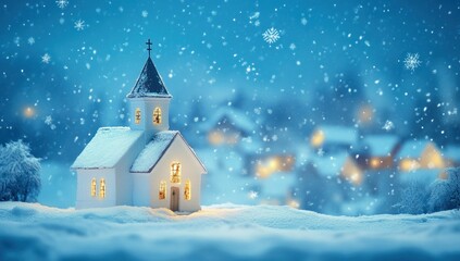 Snowy Winter Night Churchscape: A Serene Christmas Eve
