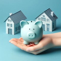 Building a financial foundation with a piggy bank and a home model for future savings
