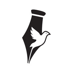 vector illustration of a pen and bird