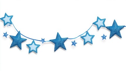 Blue Glitter Star Garland on White
