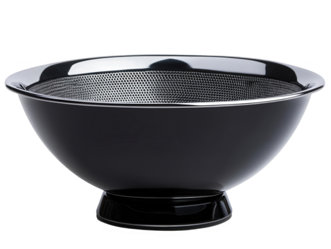 Shiny Black Metal Bowl Isolated on Transparent Background 3D Render