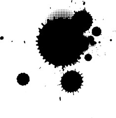 black ink brush painting drop splatter splash grunge graphic element