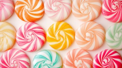 Colorful Swirl Candy Canes on White Background