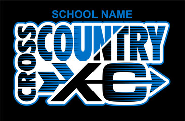 cross country team design with arrow for school, college or league sports
