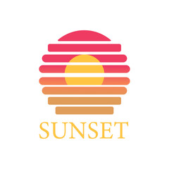 sunset ocean wave summer sun vector art