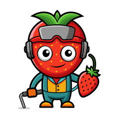 strawberry welder mascot. cartoon vector
