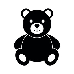 Teddy Bear Icon Vector Silhouette on White Background