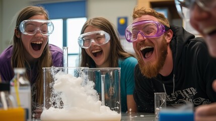 Exciting Chemistry Class Experiment with Foaming Reaction and Laughter