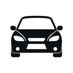 Car Front Facing Icon Vector Silhouette on White Background