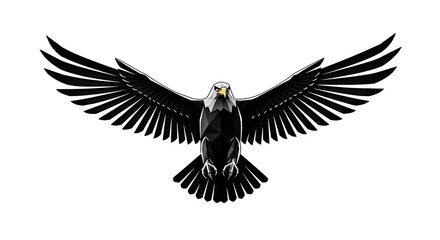 Obraz premium Single-line geometric eagle silhouette, dynamic wings spread, ultra-clean strokes, negative space body, monochrome contrast