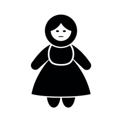 Doll Icon Vector Silhouette on White Background