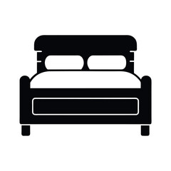 Double Bed Icon Vector Silhouette on White Background
