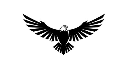 Obraz premium Single-line geometric eagle silhouette, dynamic wings spread, ultra-clean strokes, negative space body, monochrome contrast