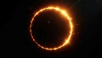Bright gold circle, intense shine, black backdrop , image, warm, black