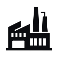 Factory Icon Vector Silhouette on White Background