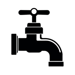 Faucet Icon Vector Silhouette on White Background