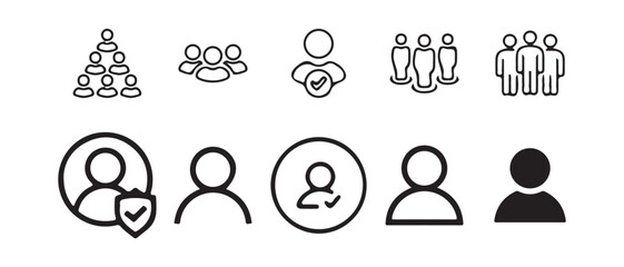Big user profile icon collection. Line and glyph user avatar. User icon vector set. Profile and people silhouette collection. Eps 10