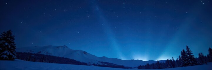 Fototapeta premium Dark blue night sky, twinkling stars, subtle snowflakes , abstract, snowflakes, cosmic