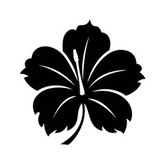 Hibiscus Flower Vector Silhouette on White Background