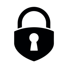 Lock Icon Vector Silhouette on White Background