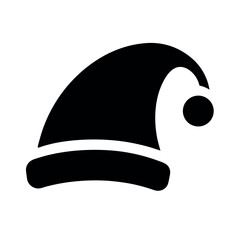 Santa Hat Icon Vector Silhouette on White Background
