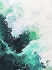 Ocean wave textures in teal and white