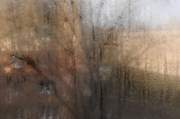Condensation on the glass. wet window.
