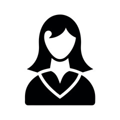 Single Female Icon Vector Silhouette on White Background
