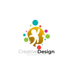 logo of little boy and colorful balls, colorful style design