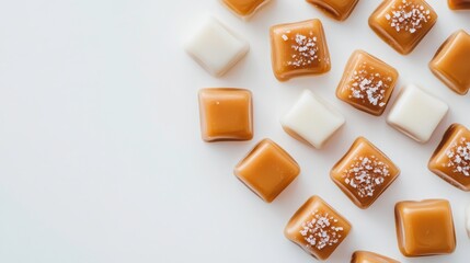 Caramels with Sea Salt on White Background