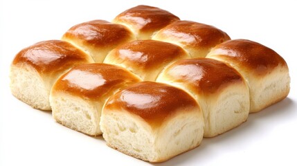 Golden Dinner Rolls on White Background