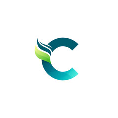 C logo and wing design combination, simple letter C logos