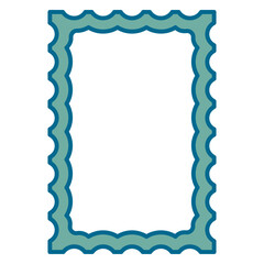 Vertical Line Decorative Scalloped Frame Cartoon Postage Stamp Blank Template Copy Space Vector Illustration Isolated on White Background