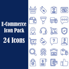 E-commerce icon set. Online shopping and delivery elements. E-business symbol. Solid icons vector collection.
